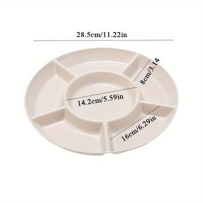 TEMU 6-compartment Round Snack Plate: Parties, Weddings, And Holidays - Plastic Material, Holiday Themed, Circular Shape