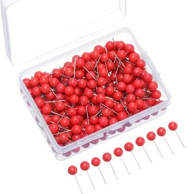 TEMU 200pcs Red Map Push Pins Map Tacks Small Size 1/8 Inch For Bulletin Board, Office