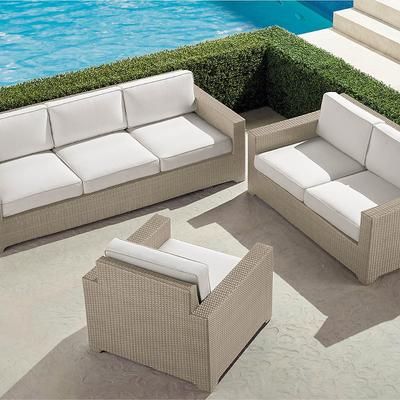 Palermo 3-pc. Sofa Set in Dove Wicker - Standard, Sailcloth Salt - Frontgate