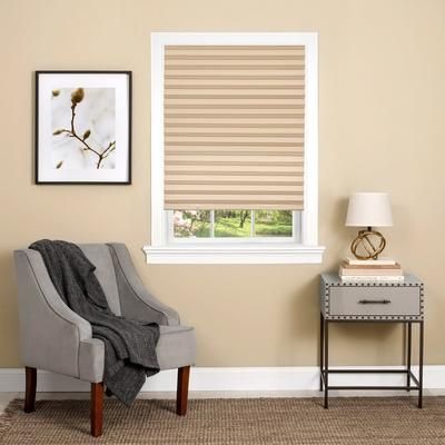 Wide Width Cordless Room Darkening Vinyl Pleated Shade by BrylaneHome in Latte (Size 36" W 75" L)