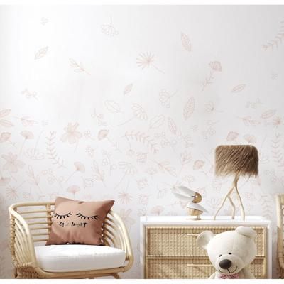 Carta da parati panoramica fiori volanti beige 450x250cm