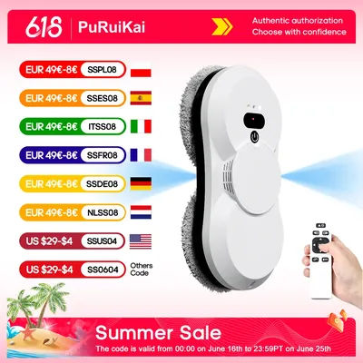 PuRuiKai robot elettrico automatico per la pulizia dei vetri Robot aspirapolvere, con telecomando,