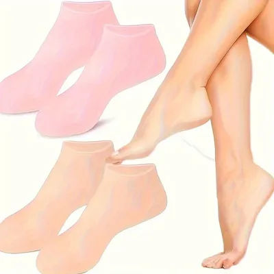 2-Pack Ultra-Soft Silicone Moisturizing Foot Masks for Dry, Cracked Feet - Pair with Moisturizer for Exfoliating Foot Care