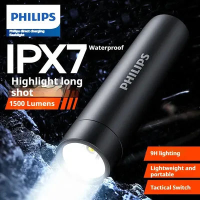 Philips IPX7 lampes de poche LED haute puissance lampe LED Rechargeable Portable avec 4 Modes d'éclairage pour Camping auto-défense en plein air