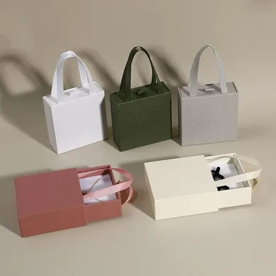 Drawer Paper Jewelry Box For Earrings Ring Pendant Bracelet Necklace Storage Display Case Portable Jewelry Packaging Box New