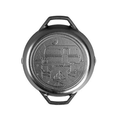 Lodge L8SKLWND 10 1/4" Round Wanderlust Cast Iron Pan, Camper, Black
