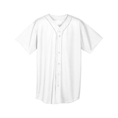 A4 NB4184 Athletic Youth Short Sleeve Full Button Baseball Jersey T-Shirt in White size Small | Polyester Blend A4NB4184