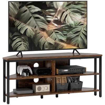 "TEMU Corner Tv Stand Cabinet, Tv For Tvs Up To 50", Tv Cabinet With Storage Shelves And Cable Holes For Living Room, Bedroom, Rustic Brown"