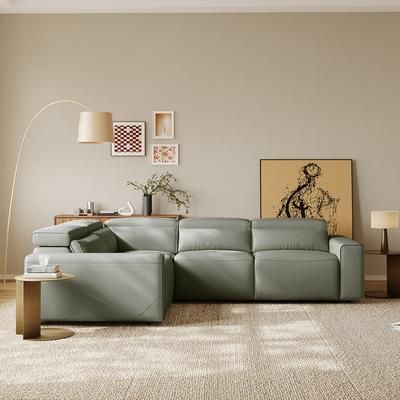 111.02"Power Corner Sofa L-shaped Electric Reclining Couch, 2 Extendable Recliners, Adjustable Headrest, Eco-friendly Leather, USB Charging, Living Room, Dark green