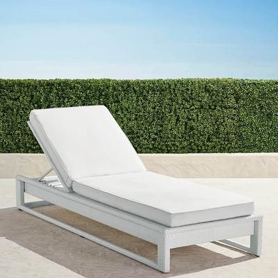 Palermo Chaise Lounge in White Wicker - Quick Dry, Vista Boucle Seasalt - Frontgate