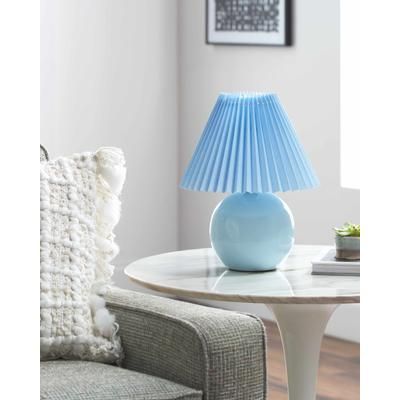 Shcheglovo 12"H x 10"W x 10"D Cottage Blue/Navy/White/Translucent Table Lamp - Boutique Rugs