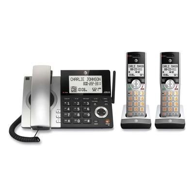 AT&T CL84207 Corded/Cordless Phone, Corded Base Station and 2 Additional Handsets, Black/Silver ATTCL84207