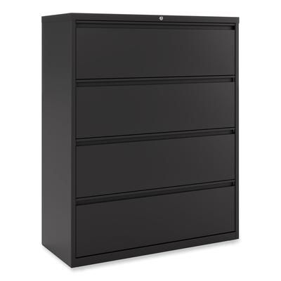Alera HLF4254BL Lateral File, 4 Legal/Letter-Size File Drawers, Black, 42" x 18" x 52.5" ALEHLF4254BL
