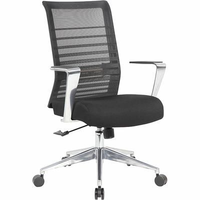 Lorell 00580 Horizontal Mesh Back Conference Chair, Black Fabric, Molded Foam Seat, Mesh Back, High Back