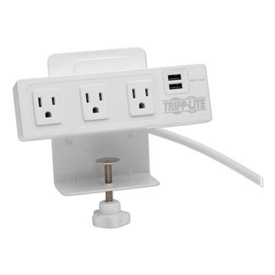 Tripp Lite TLP310USBCW Three-Outlet Surge Protector with Two USB Ports, 10 ft Cord, 510 Joules, White TRPTLP310USBCW
