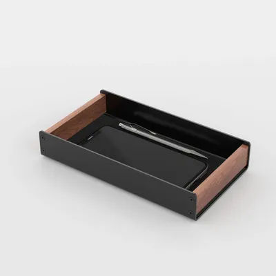 HPERGO Large Capacity Environmental Home Office Textured Walnut Wood Desktop Drawer Organiser Stationery Storage Box