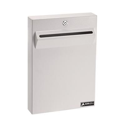 AdirOffice Large Wall Mounted Weatherproof Steel Secure Drop Box, 11 x 2.4 x 16, White (ALHI63114WHI)