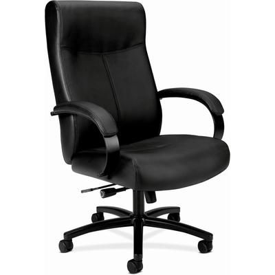 Basyx by Hon VL685SB11 Validate Big and Tall Leather Chair, Supports up to 450 lbs., Black Seat/Black Back, Black Base