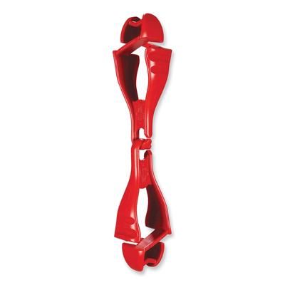 Ergodyne 19313BULK Squids 3400 Dual Clip Glove Clip Holder, 1 x 1 x 6.5, Acetal Copolymer, Red, 100/Pack, Ships in 1-3 Business Days - Case of 100