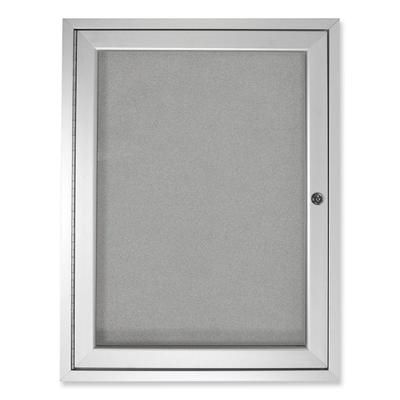 Ghent MFG PA13624VX193 1 Door Enclosed Vinyl Bulletin Board with Satin Aluminum Frame, 24 x 36, Silver Surface GHEPA13624VX193