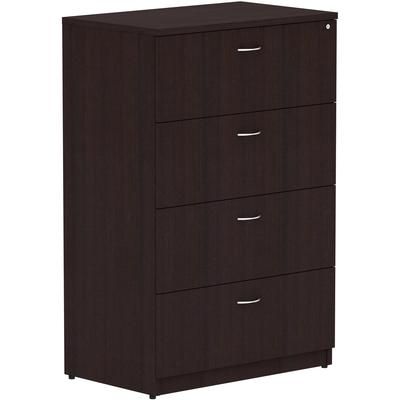 Lorell 18274 Essentials Espresso 4-drawer Lateral File, 35.5" x 22" x 54.8"Lateral File, 1" Top, 4 x File Drawer(s), Material: Polyvinyl Chloride (PVC