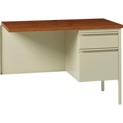 Lorell 60920 Single Pedestal Desk, RH, 42" x 24" x 29-1/2", Putty Oak LLR60920