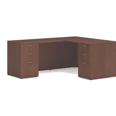 Hon L6072L2BBFSE Mod L-Station Double Pedestal Desk Bundle, 60" x 72" x 29", Sepia Walnut