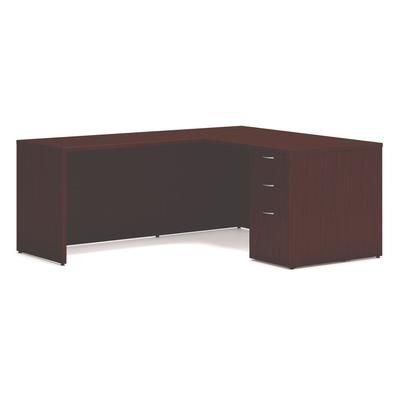 Hon MOD193 Mod L-Station Single Pedestal Desk Bundle, 60" x 72" x 29", Mahogany HONMOD193
