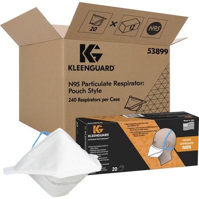 KleenGuard™ 53899CT N95 Pouch Respirator - Recommended for: Face - Comfortable, Breathable, Adjustable Nose-piece, Lightweight, Foldable, Head S KCC53