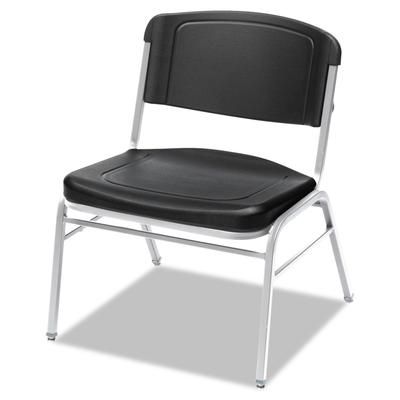 Iceberg 64121 Rough 'N Ready Big and Tall Stack Chair, Black Seat/Black Back, Silver Base, 4/Carton - Case of 4 ICE64121