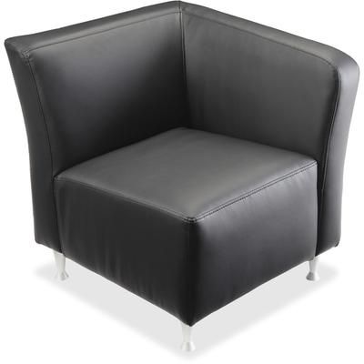 Lorell 86919 Lounge Chair with Left Arm, Leather, 26-3/4" x 29" x 29-1/2", Black LLR86919