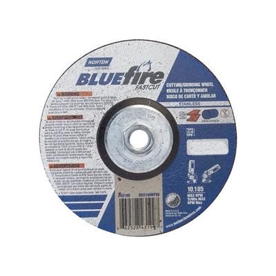 Norton Bluefire Type 27 Depressed Center Wheel, 6 in dia, 5/8 in Arbor, 1/8 in Thick, 24 Grit (547-66252843199)