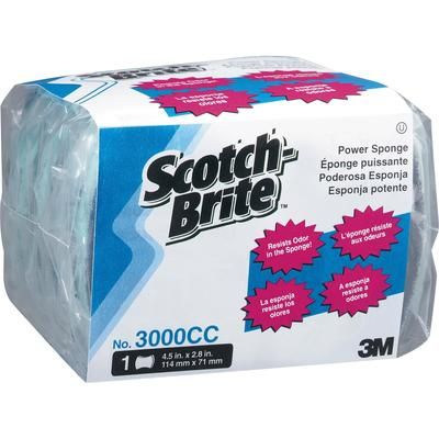 Scotch Brite® 3000CCCT Power Sponge, Dual Pad/Sponge, 4-1/2" x 2-4/5" x 7/10", 12PK/CT, AA - Case of 60