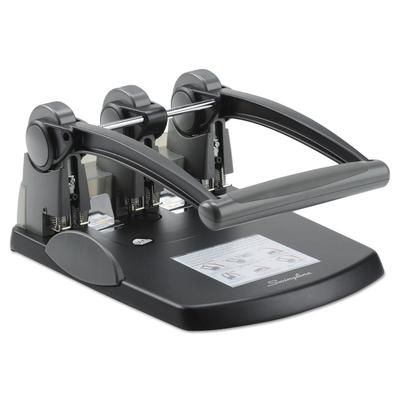Swingline 74194 300-Sheet Extra High-Capacity Three-Hole Punch, 9/32" Holes, Black/Gray