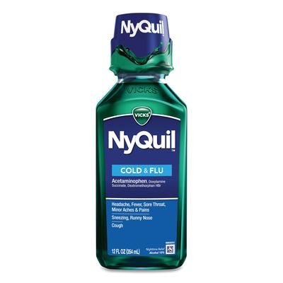 Vicks NyQuil Cold and Flu NightTime Liquid, 12 oz. Bottle, 12/Case (PGC01426)