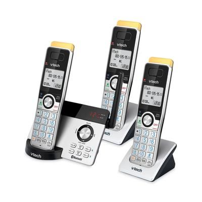 Vtech IS81223 80-2151-02 Three-Handset Connect to Cell Cordless Telephone, Black/Silver VTEIS81223