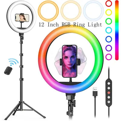 26 30 CM LED Selfie Ring Light RGB Photography Lighting 59'' Tripod Stand Photo Studio Ringlight Fill Lamp For Youtube TIK Tok