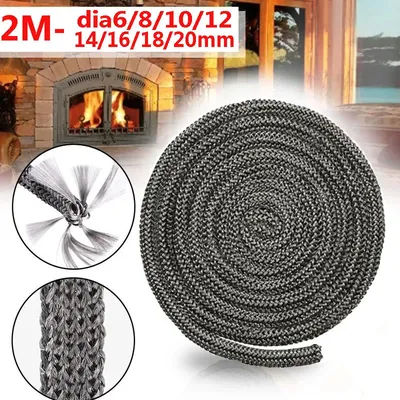 6/8/10/12/14/16/18/20mm 2M 3M Wood Stove Gasket Fireplace Sealing Rope Fiberglass Fireproof Cord Wooden Stove Burner Door Gasket