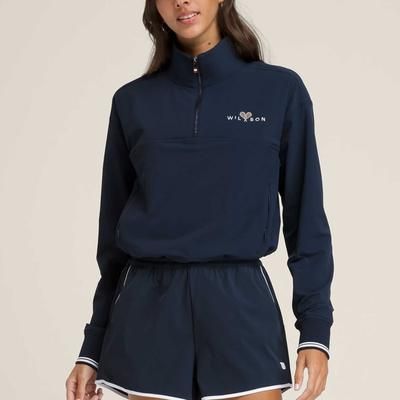 Wilson Davenport Woven Pop Over Women's Tennis Apparel Classic Navy
