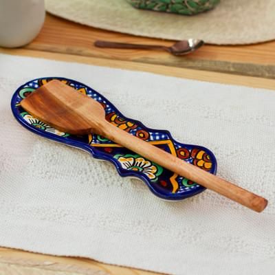 'Handcrafted Hacienda-Inspired Talavera Ceramic Spoon Rest'