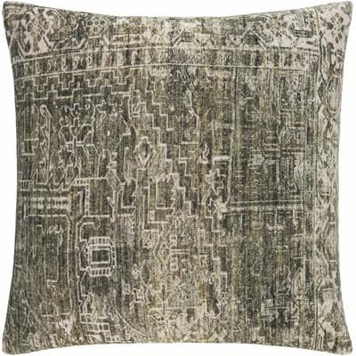 Brylee 18" Square Cotton Olive/Charcoal/Ivory Throw Pillow - Boutique Rugs