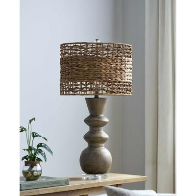 Ploubezre 31"H x 16"W x 16"D Traditional Dark Brown/Clear/Dark Red/Metallic - Nickel/Translucent Table Lamp - Boutique Rugs