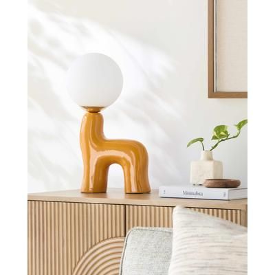 Lindoeste 17"H x 7"W x 9"D Cottage Orange/White/Translucent Table Lamp - Boutique Rugs