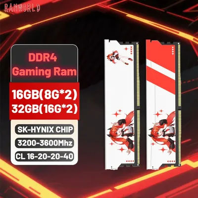 RAMWORLD Memoria RAM DDR4 3600MHz 3200MHz 16GB 8GB 16GBX2 8GBX2 Gaming Desktop Memoria Ram XMP2.0 CJR Chips DIMM Computer Memory