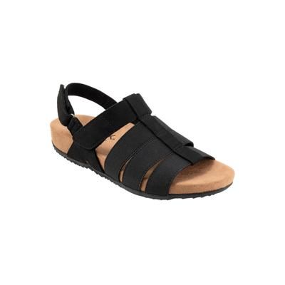 Wide Width Women's Burnaby Adjustable Strap Sandal by SoftWalk in Black Nubuck (Size 12 W)