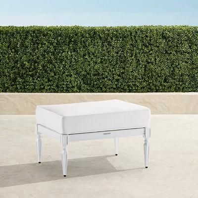 Avery Ottoman with Cushion in White Aluminum - Quick Dry, Gingko - Frontgate