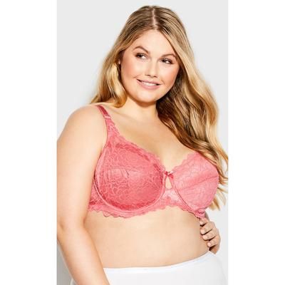 Plus Size Women's Knitted Lace Soft Cup Bra by Avenue Body in Rapture Rose (Size 38 G)