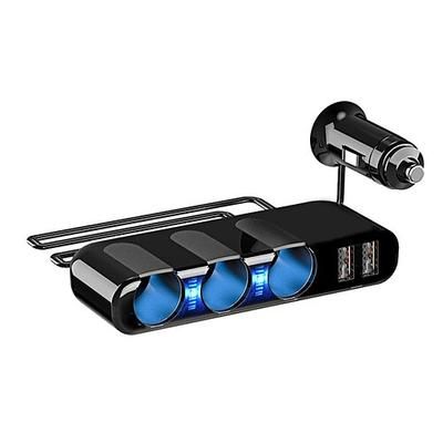 Presa accendisigari per auto a 3 vie, splitter per caricabatteria da auto USB doppio, adattatore splitter da 5 V 3,5 A 120 W, presa accendisigari universale con luci a LED, adatta per telefoni, GPS,