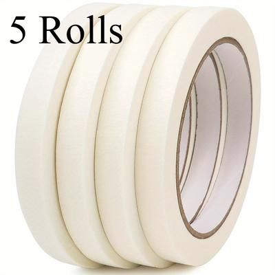 TEMU 5 Rolls Artist's Tape - 20m/roll, Ideal For Watercolor Paper, Canvas, Framing, Painting, Watercolor, Console Art Shading Tape - 0.40 Inch Wide Acid- Tape