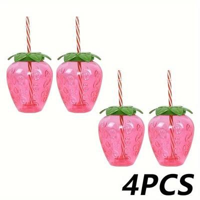 TEMU 1/2/3/4pcs Transparent With Lid Cute And Durable Reusable Mugs, Kawaii Portable Cups - 500ml/16.9oz For Parties, Events And Catering